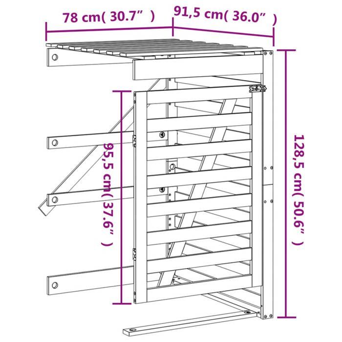 VidaXL Extension D'abri De Poubelle Sur Roulettes Bois Douglas Massif, Extension D'abri Pour Poubelles Extérieures, 825112