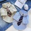 Weiche Haustierbluse Kostüm Krawattenkragen Kleine Haustierkleidung Stilvolles Gestreiftes Haustierhemd Für Bichon