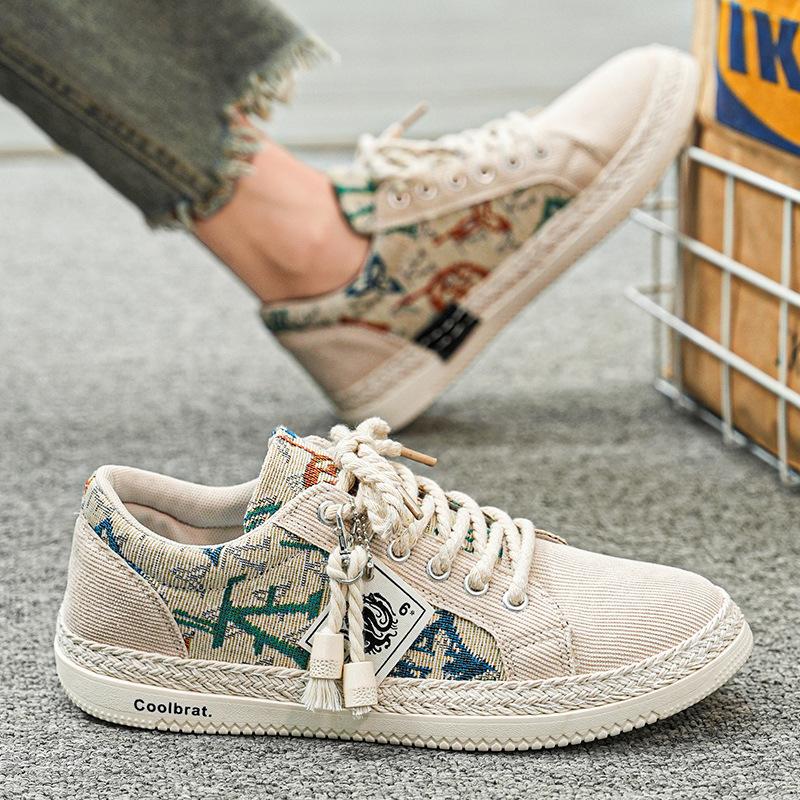Canvas men's shoes 2024 new summer breathable lasagna baseplate shoes old Beijing cloth shoes sports leisure spring and autumn tide shoes