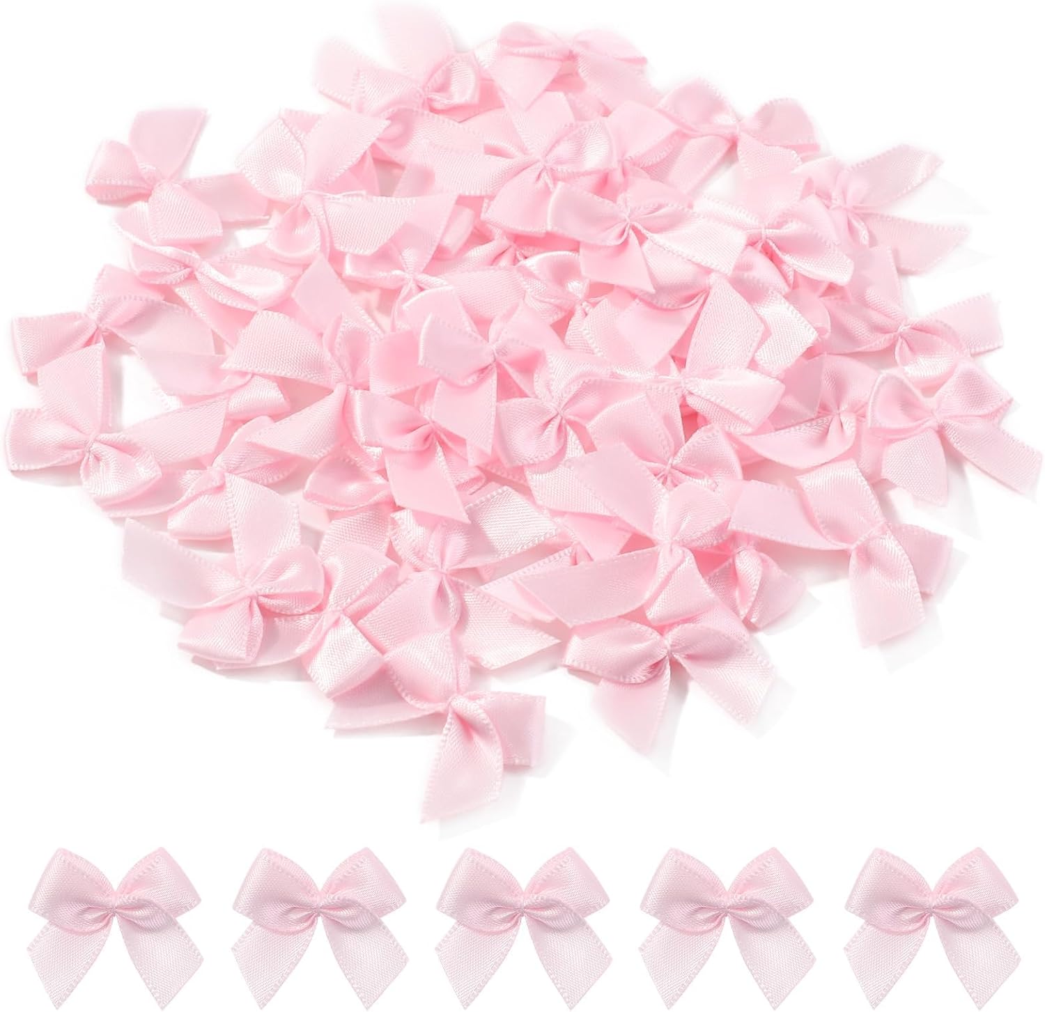 

50-200PCS Tiny Pink Crafts Bows Decoration for DIY Cheer Pins Clothespins Accessories Wedding Gift Box Ornament 50PCS рожевий