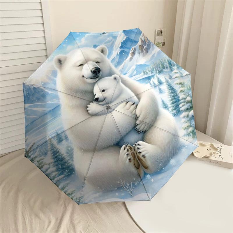 

1PC Polar bear familyUmbrella-8-Rib Reinforced, Automatic Open, Lightweight & Durable, Cute Fashion Accessory for Outdoor-P123