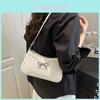 Simple Solid Color Bow Decoration Crocodile Texture Women Casual Shoulder Bag For Casual Wear