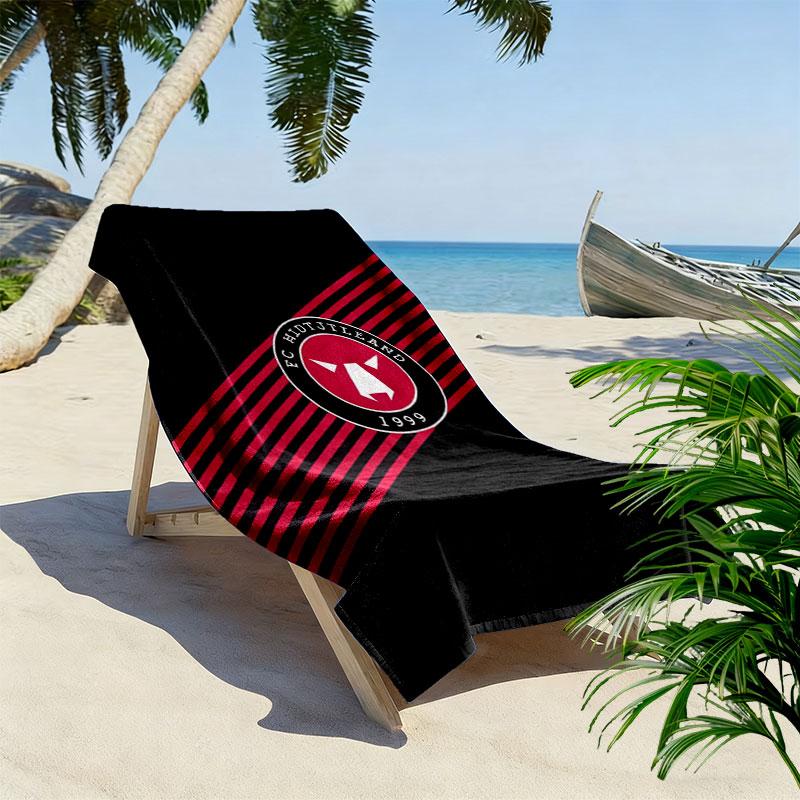 FC Midtjylland logo Print Beach Towel, Large Soft Quick Dry Towel for Beach Camping Swimming