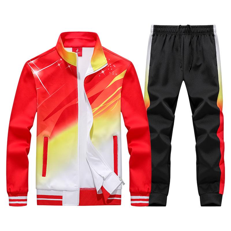 2021 Unisex Spring/Autumn Sports Suit: Long Sleeve Lapel for Running, Casual, Class, or School - Couples' Matching Set