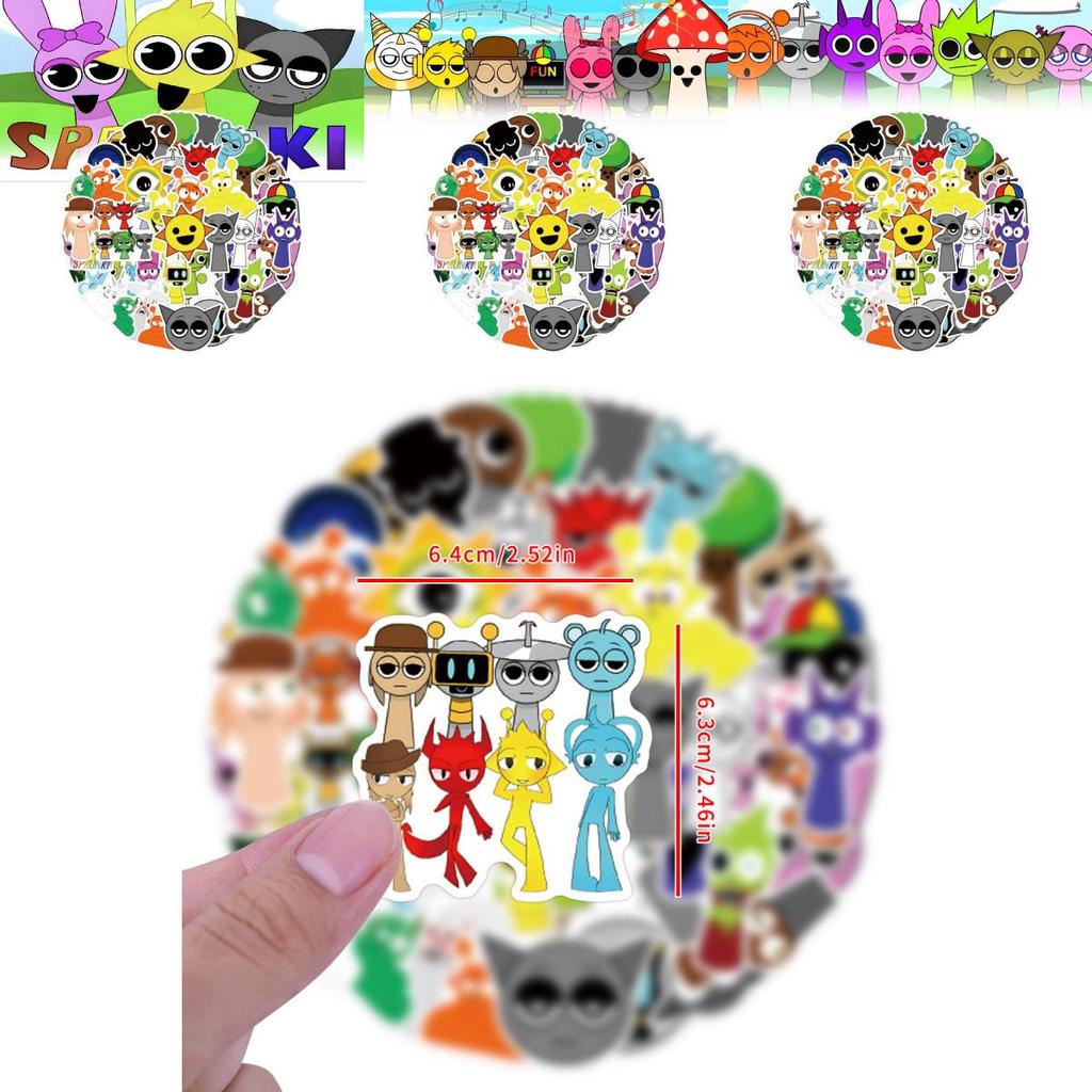 55 Piece Incredibox Sprunki Cute Style Waterproof Stickers For Creative Decoration