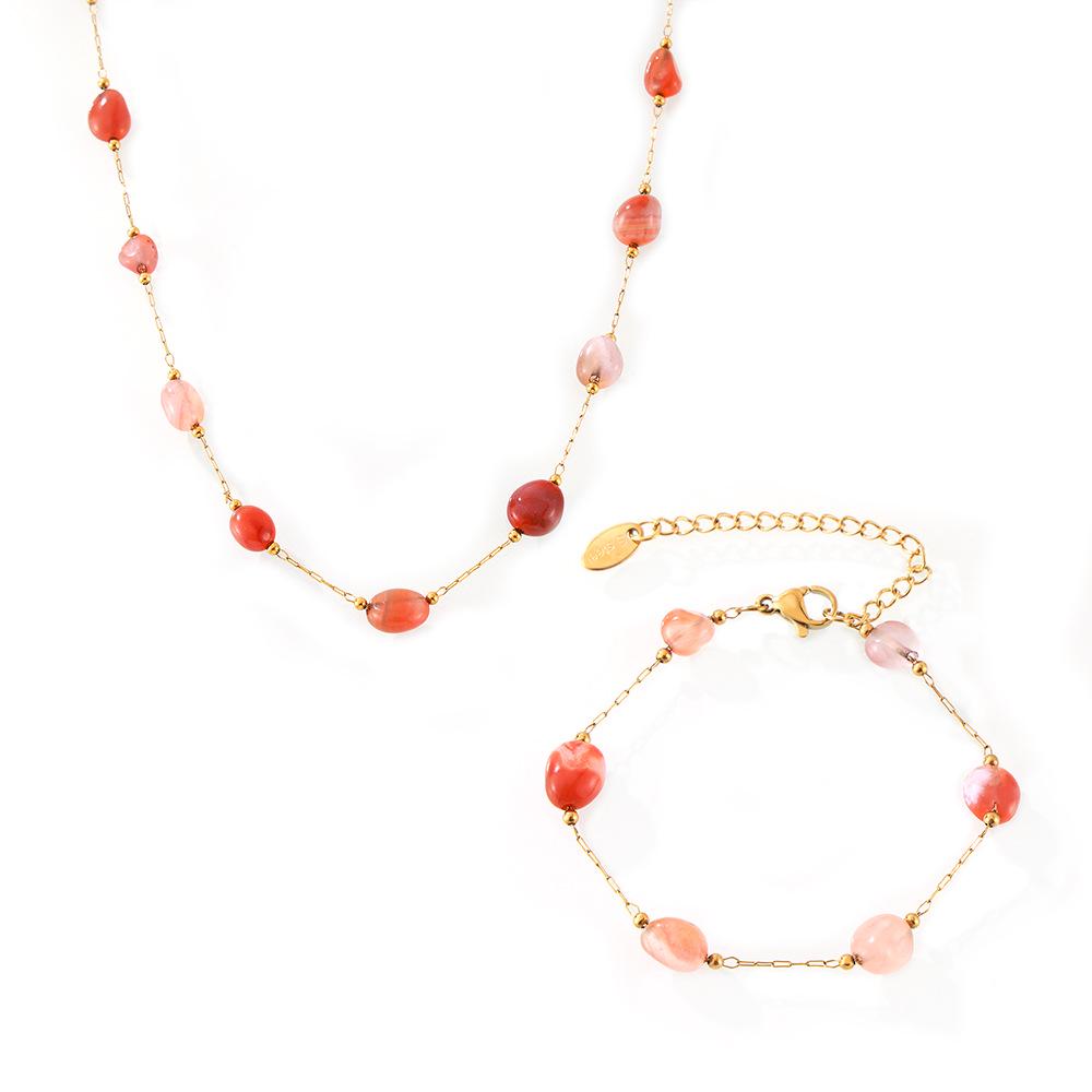 Elegant Chinese-Style Agate & Titanium Steel Beaded Jewelry Set