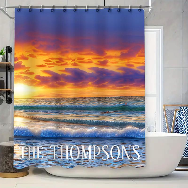 

Blue White Horizontal Stripe Shower Curtain Waterproof Bath Decor Easy Hanging Plastic Rod Support Clips Included (180Cm) W60H190(CM)-1 Pcs