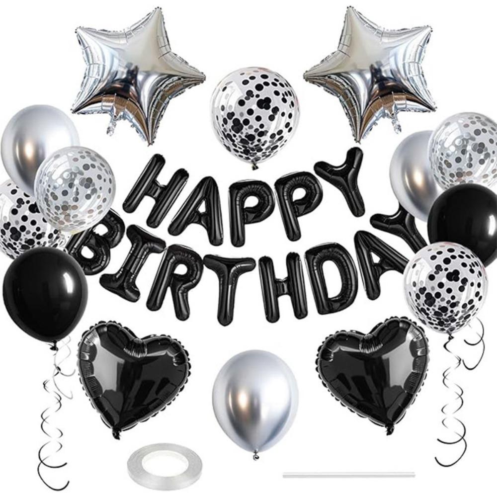 Latex/Aluminum Film Happy Birthday Balloon Garland Kit Heart Star Balloon Wall Backdrop  Birthday