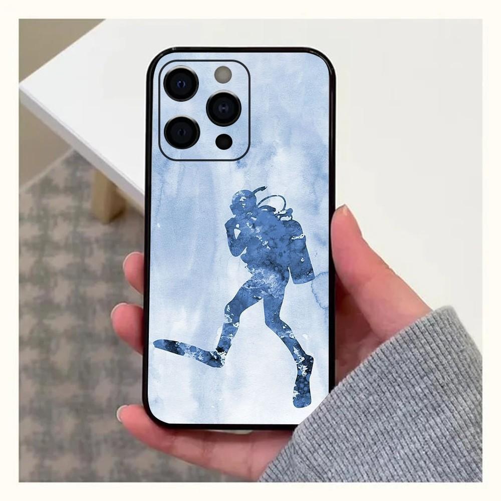 

Scuba Diving sport Phone Case For Apple iPhone 15,14,13,12,11,Pro,X,XS,Max,XR,Plus,Mini Soft Black Cover iPhone14Pro