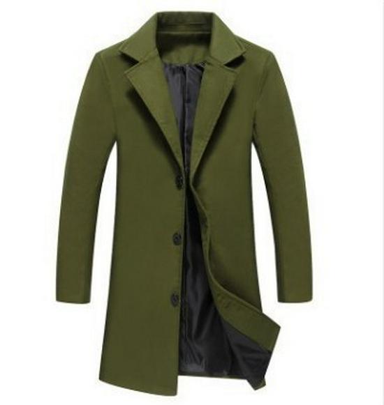 Men's Korean Style Slim Fit Mid-Length Wool Coat - Autumn/Winter Fashion Trench Outerwear