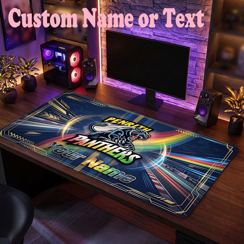 Penrith Panthers Customized Name Text Mouse Pad, Large Desk Mouse Mat Personalized Home Office Present