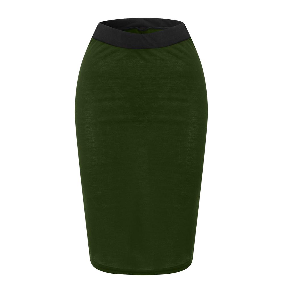 Women's Fashion Color Sexy Elastic Waist Hip-wrap Long Skirt