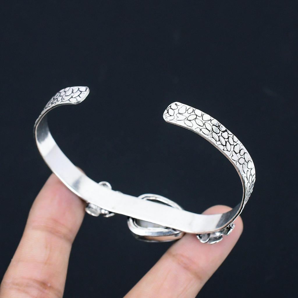 Daughters Day Deal 925 Silver Dendrite Opal Gemstone Wife Flower Bangle Jewelry