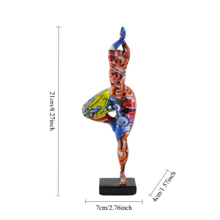 Resin Fat Lady Figurine Abstract Art Woman Statue Graffiti Colorful Ornament for Interior Entrance Desktop Decoration