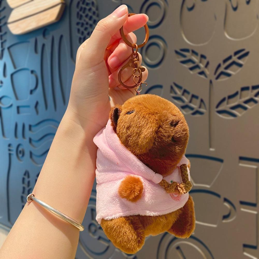 Cute Capybara Plush Toy Keychain Hoodie Stuffed Animals Simulation Doll Small Size Anime Fluffty Toy Plush Pendant Birthday Gift