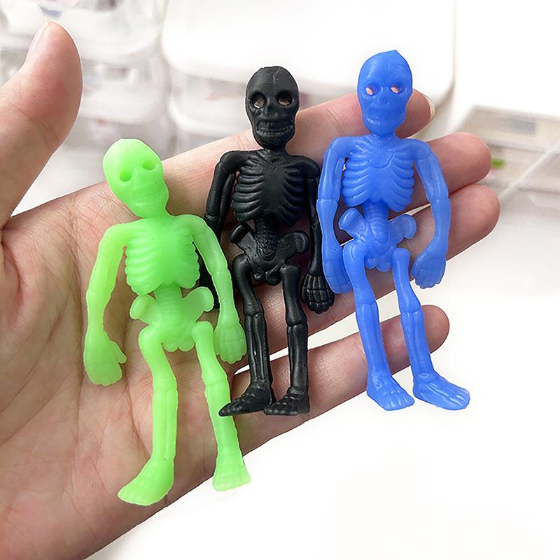 5Pcs Halloween Stretchable Skeleton Party Favors Tpr Soft Rubber Zombie Horror Ventilate Stress Relief Toy Halloween Kids Gifts