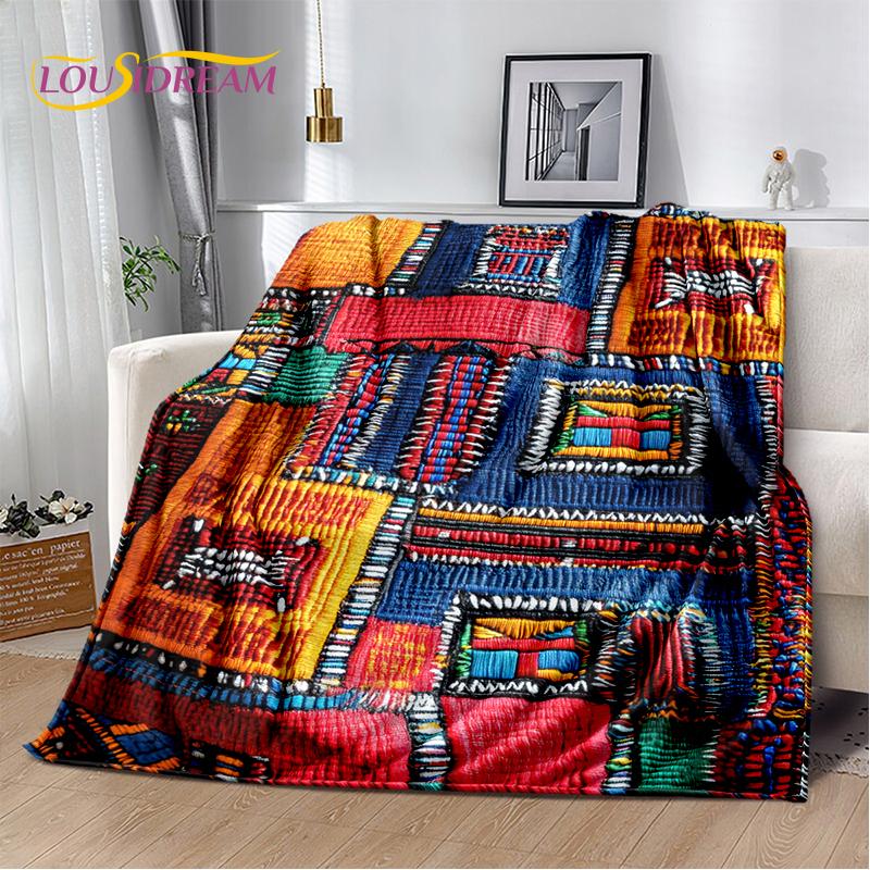 Cestas de Arte Tejido de Flores Coloridas 3D Etiopía, Manta Suave de Felpa Mandala, Manta de Franela para Sala de Estar, Dormitorio, Cama, Sofá