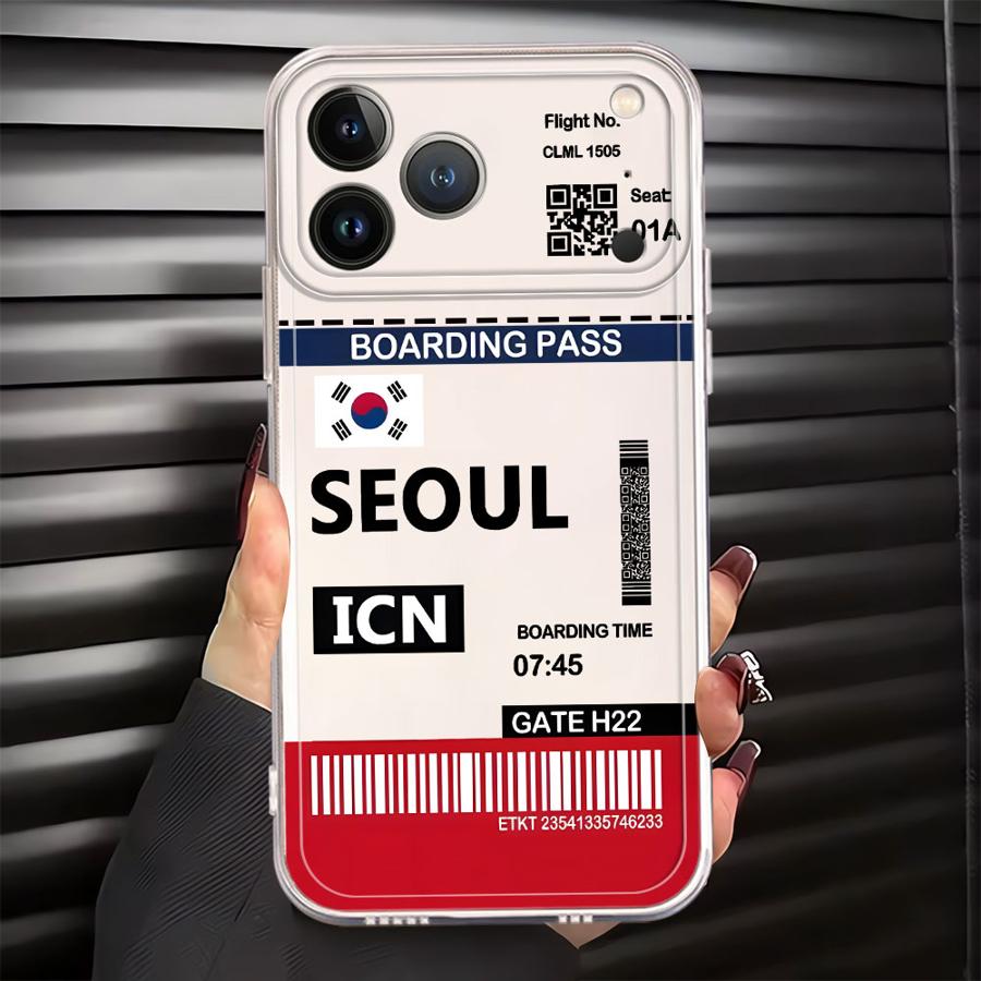 

Soft Phone Cover Case for iPhone 17 Pro Max 7 8 16 13 Pro 15 XS Max XR 12 Mini Air 14 Plus 11 Hot Air Tokyo Seoul Label iPhone 13 mini
