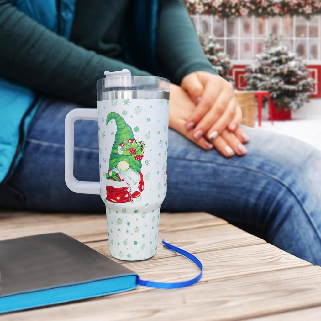 Christmas Tumbler 40 Oz, Merry Christmas Tumbler With Handle And Straw, 40oz Tumbler Maintains Cold Heat And Ice For Hours