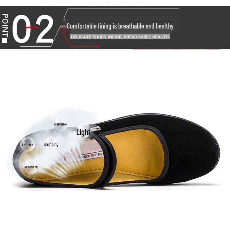 2024 Summer Non-slip Soft Sole Breathable Black Shoes for Work and Dance