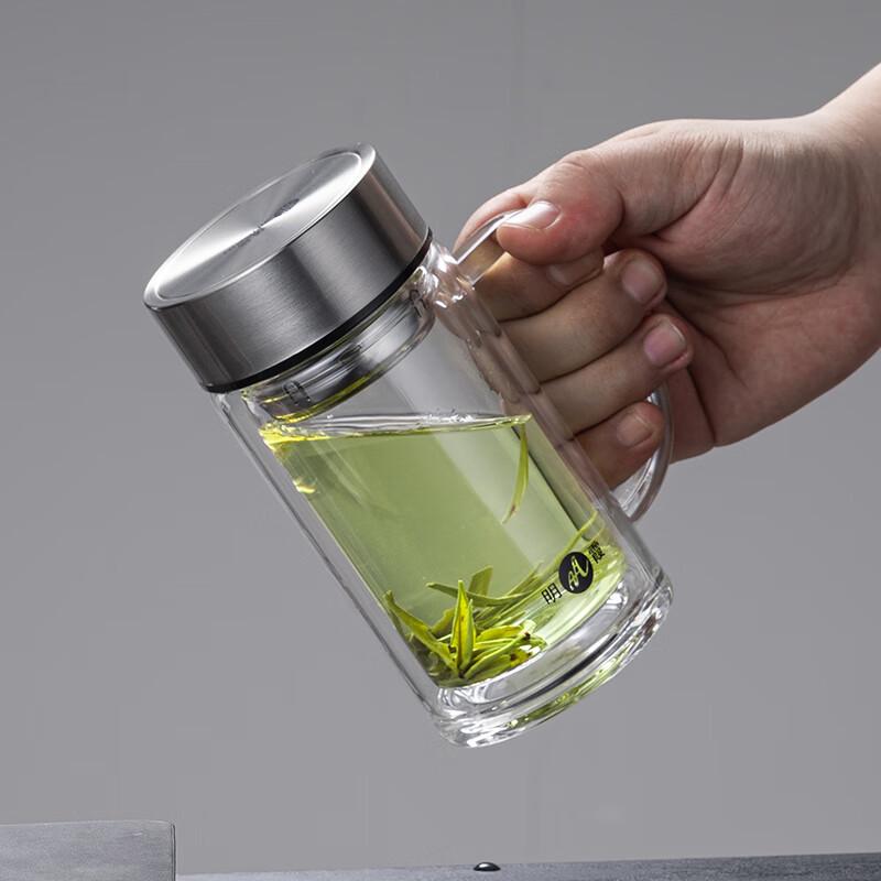 Mingxia Double-Wall Glass Mug with Handle