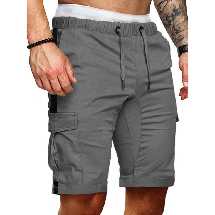 New Work Shorts Men'S Fall Splicing Solid Color Casual Sports Loose Straight Shorts Male