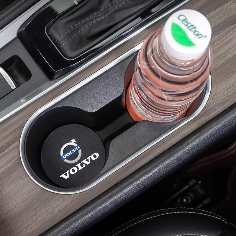 2Pcs Car Coaster Water Cup Mat Non-Slip Pad For Volvo C60 S60 V60 T6 R Design XC40 V40 XC V70 XC90 C30 SC60 190h V50 V90 S80 S90