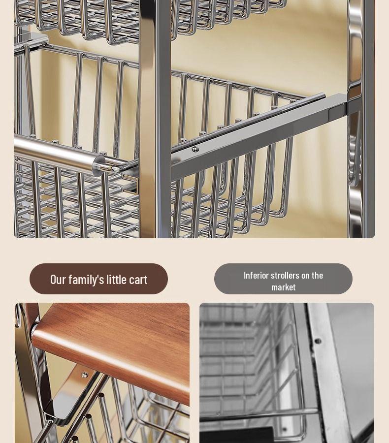 Multi-Layer Trolley Bookshelf with Wheels: Floor-Standing Chinese Style Snack and Sundry Storage Cabinet for Living Room