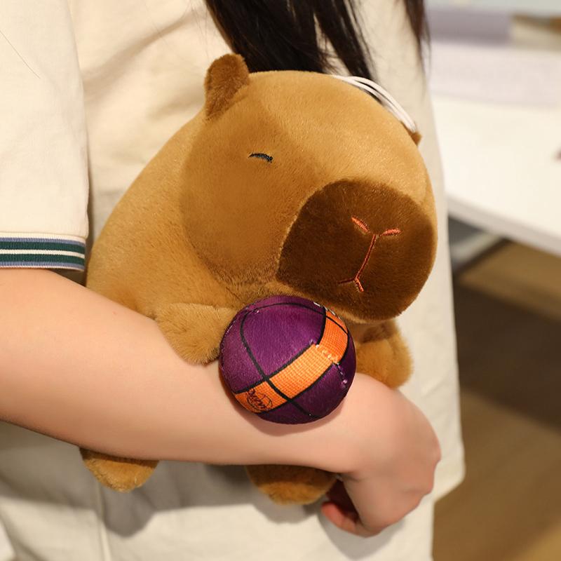 Cute Capybara With Basketball French Fries Cartoon Stuffed Animal Capybara Accompany Sleep Doll Xmas Gifts