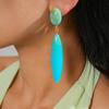 Vintage Colorful Acrylic Water Drop Earrings For Women Fashion Metal Oval Shaped Long Geometric Dangle Earrings Jewelry