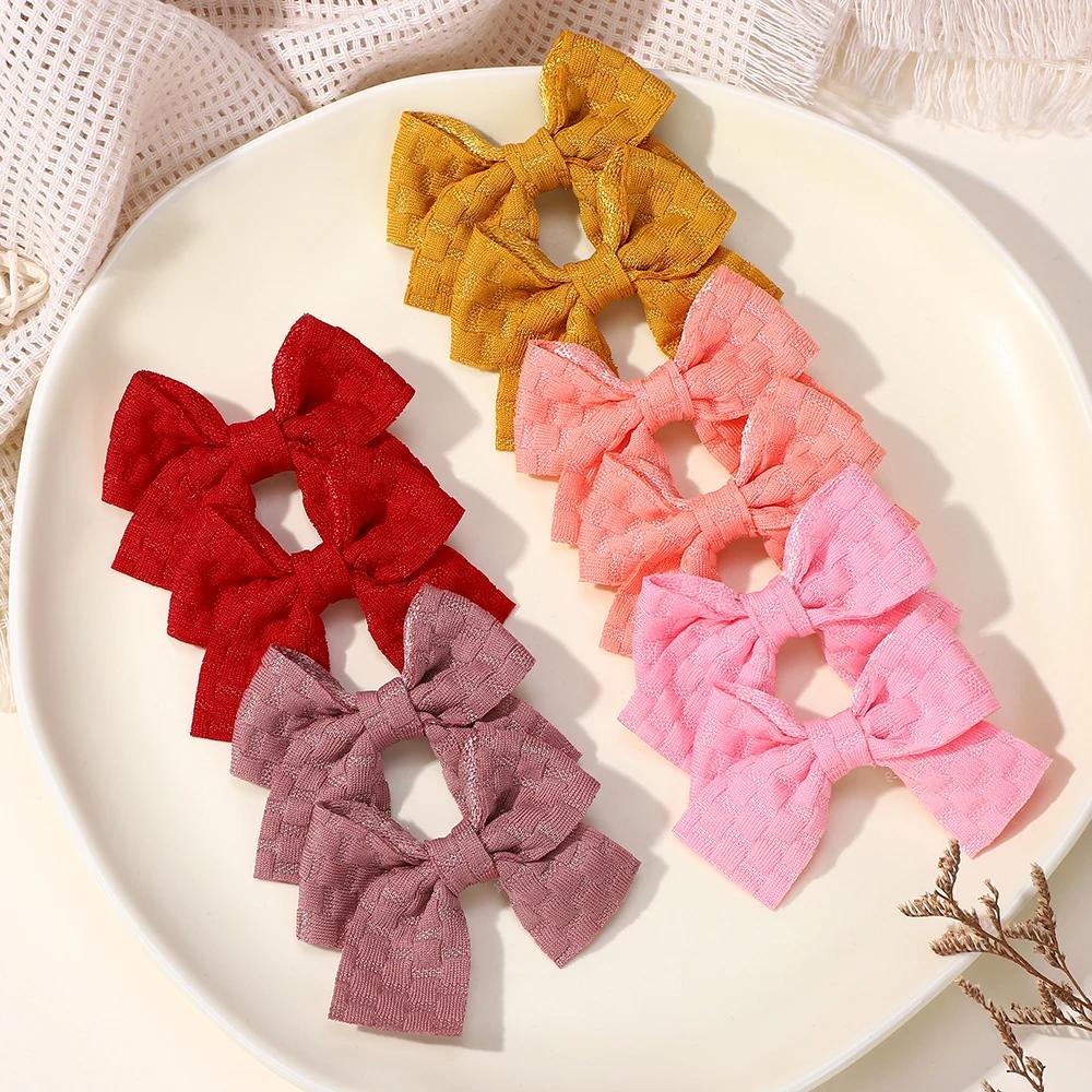 6-10Pcs/set Lattice Hair Bows Hair Clips for Girls Hairpin Handmade Cute Bows Barrettes Headwear Kids Children Hair Accessories