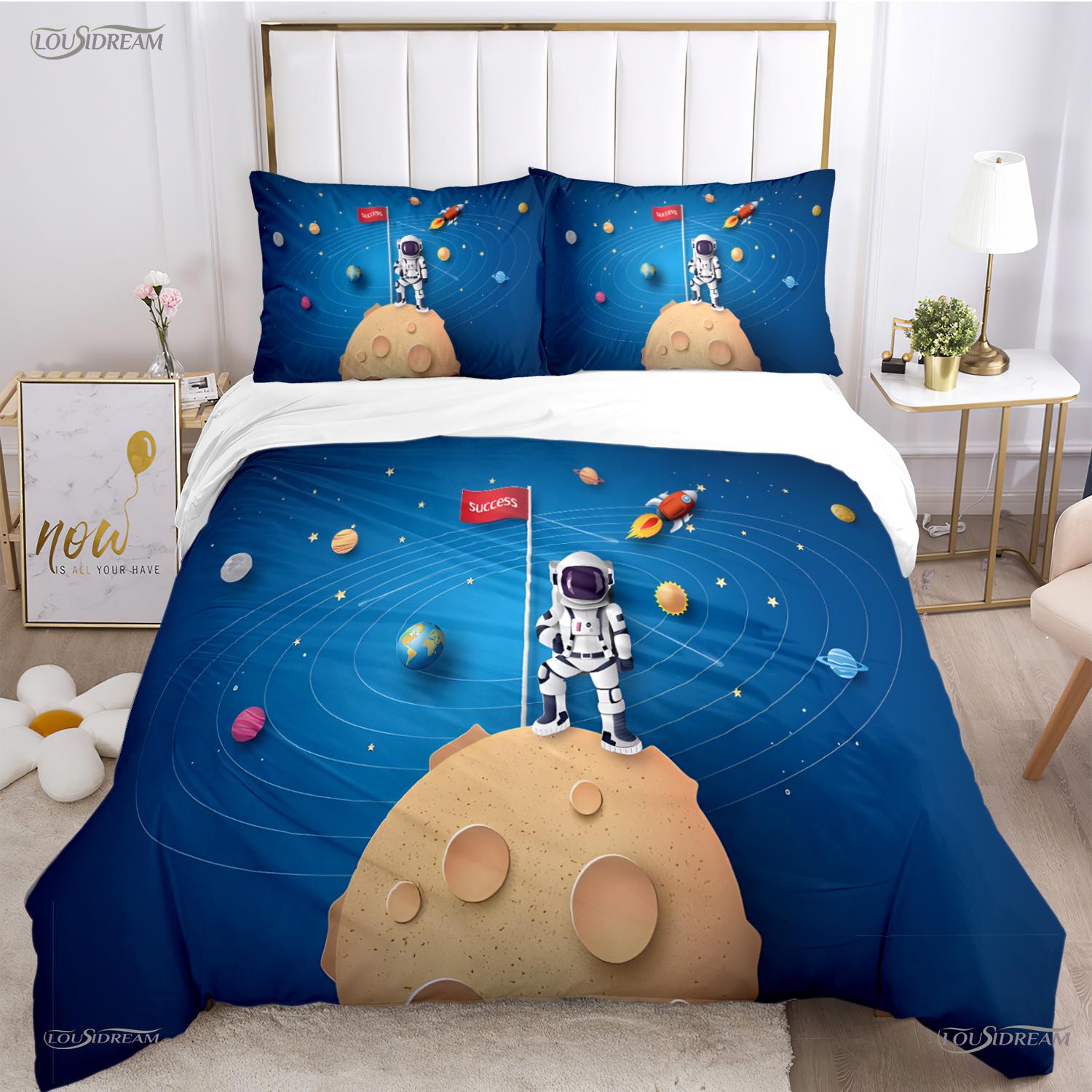 

Carton Space Astronaut Al Season Soft Duvet Cover Warm Comforter Beding sets Soft Comfortable Quilt Cover plus Pilowcases Single/Double/Quen/King 100*200cm Single