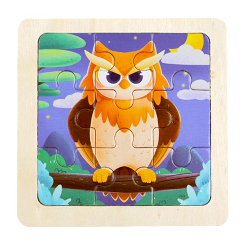 Small Children's 9-piece Wooden Plane Puzzle Cartoon Animation Puzzle Baby Educational Early Education Toy