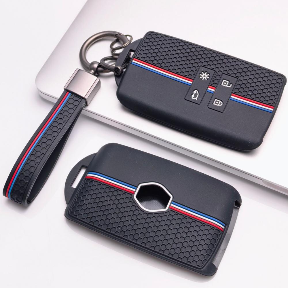 Silicone Car Key Fob Cover Compatible with Renault Koleos Kadjar Megane Talisman Captur Espace Arkana Scenic Smart Key Protective Case with Matching