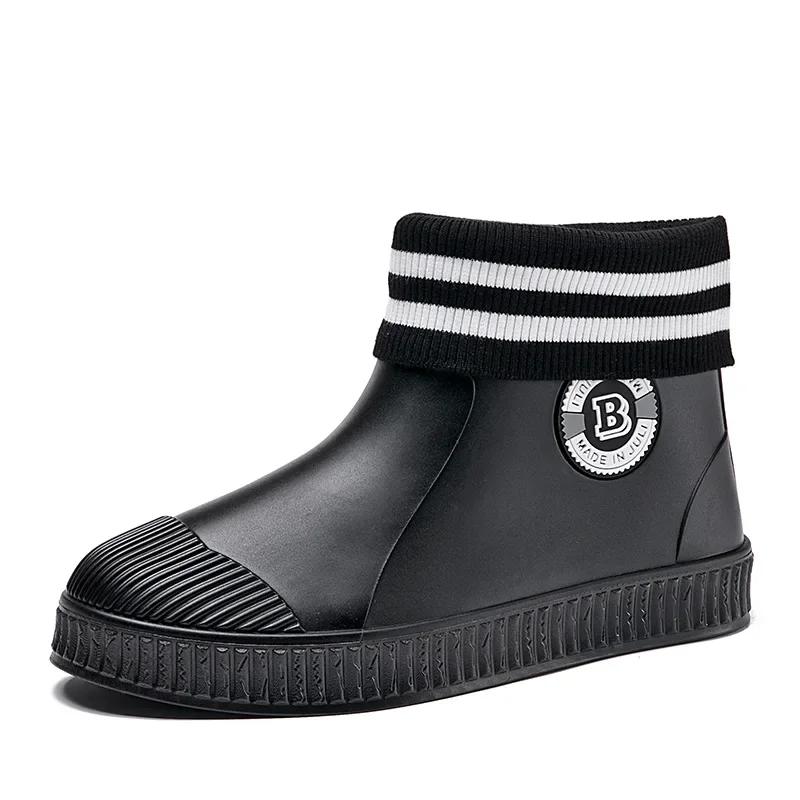 Mode Herren Regenstiefel Gummischuhe Wasserdicht Damen Arbeitsstiefeletten Winter Plus Baumwolle Slipper Unisex Stiefeletten Bottes De Pluie 2024