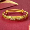 Vietnam Sand Gold Dragon & Phoenix Adjustable Bangle: Frosted Star Design