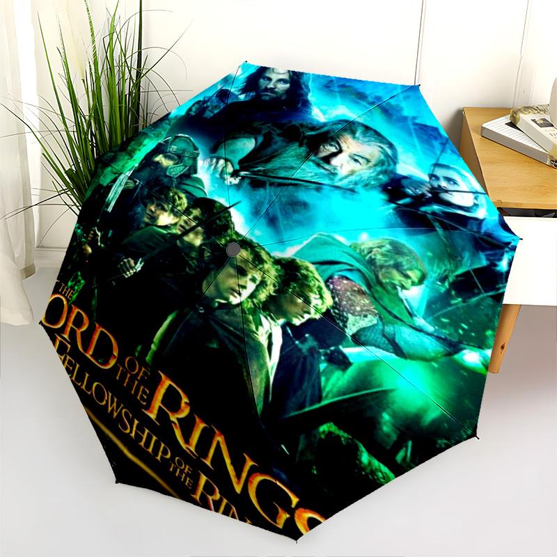 Lord Rings Folding Umbrella 8 Paraphenoid Bones Travel Sun Umbrella Gift Printing