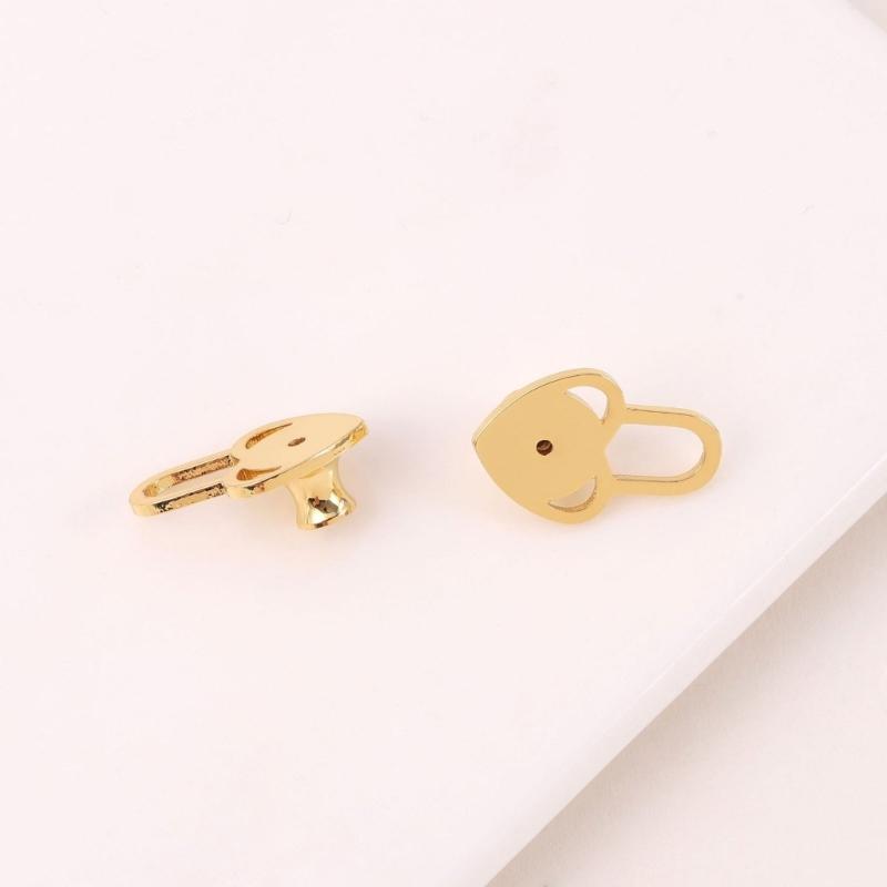 Heart Earring Lifter Backs 4 Piece Set, Decorative Support Back for Droopy Post Earrings, 1.6Cm, Daily Outfit Wear