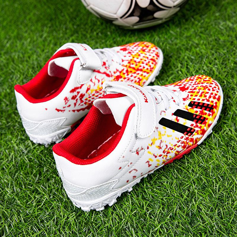 New Children's Football Shoes Teens Boys Girls Students Kids TF Shattered Nails Velcro Training