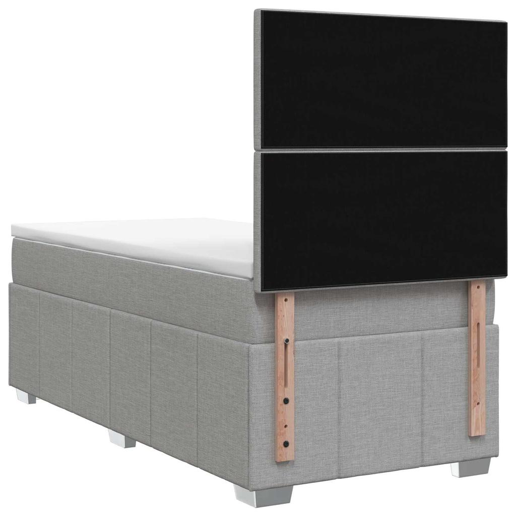 Box Spring Bed with Mattress Light Gray 80 x 200 cm Fabric