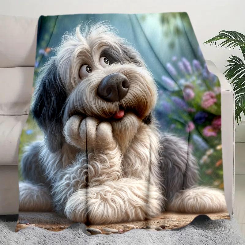 1PC Dog cute printed blanket, all season lightweight home office outdoor nap multifunctional blanket A5