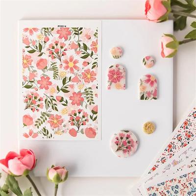 4 Pezzi Carta da Trasferimento per Argilla Carta Sottosmalto per Ceramica Cuore Carta Idrosolubile Fogli di Trasferimento per Orecchini in Argilla Creazione Gioielli