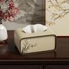 Chinese Style Plum Blossom Tissue Box Premium Feel PU Tissue Box Holder Home Living Room Coffee Table Tissue Case Napkin Holder