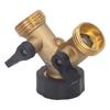 2 Way Ball Valve Durable Brass Plastic Valve Switch 3/4in Thread Brass Hose Splitter for Garden