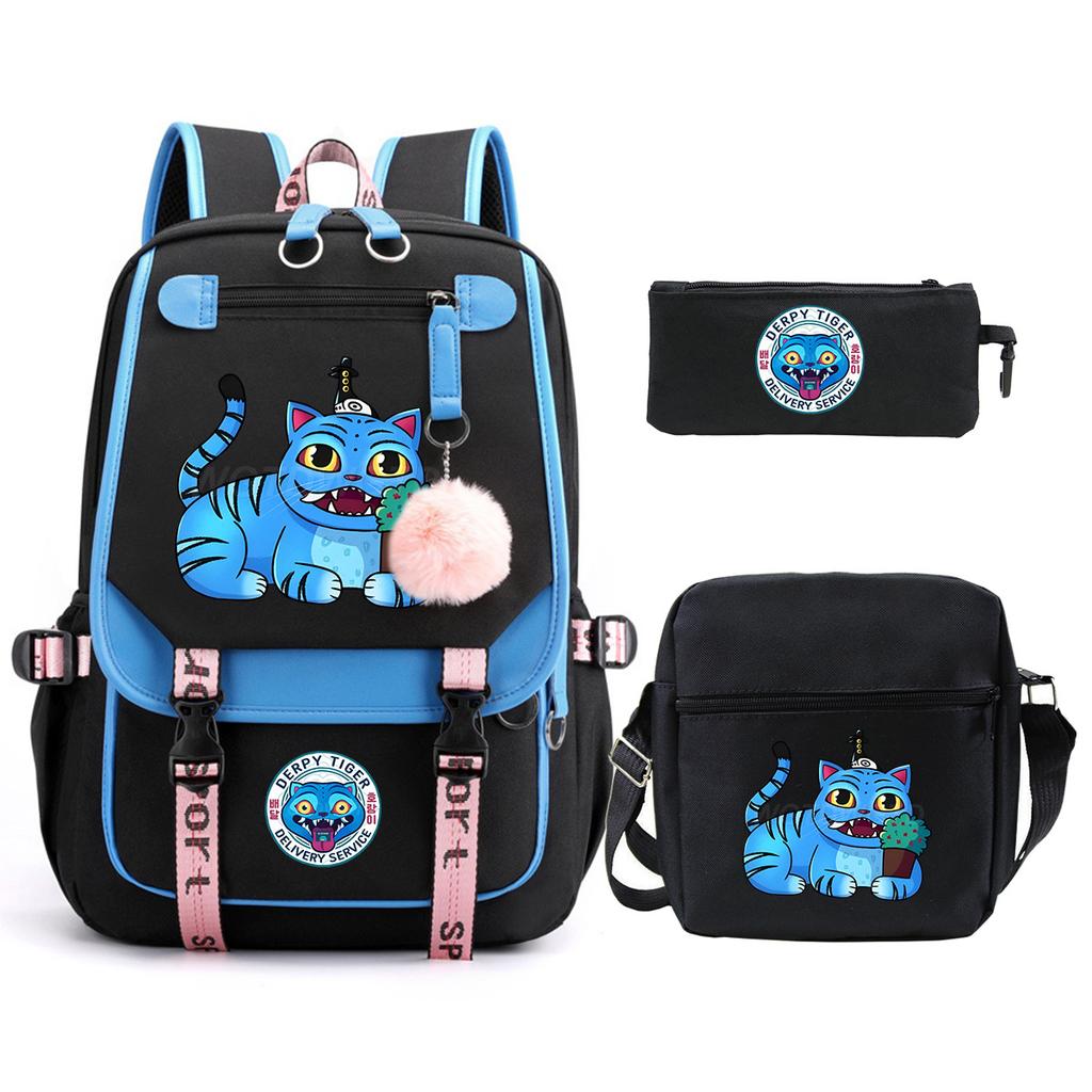 Witch Hunters Cartoon Peripheral Printing Children's Backpack Cross-border New Student School Bag Three-piece Shoulder Bag Pencil Bag