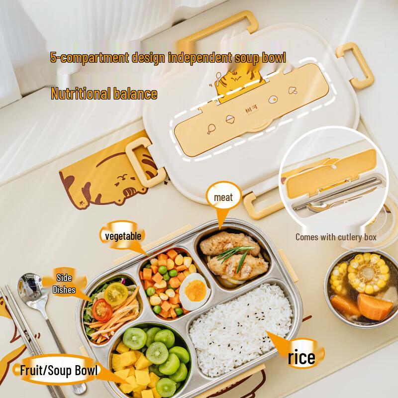 Shu Ke Chubby Orange 304 Edelstahl geteilte Brotdose mit Tasche