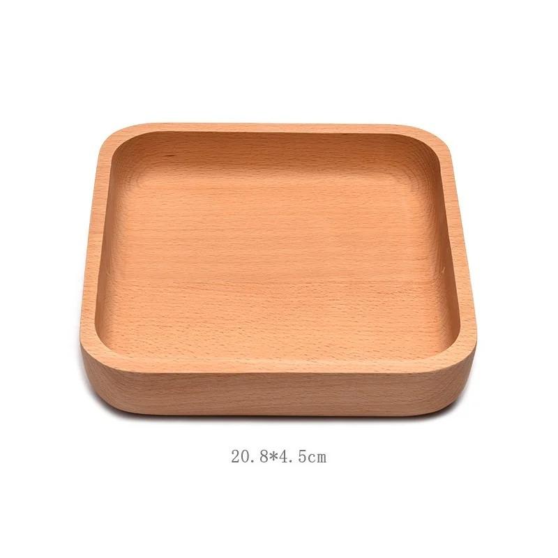 Square Wooden Fruit Salad Bowl Plate Dried Fruit Cake Snack Plates Retro  Tableware Simple Tea Tray Dessert Snack Plate