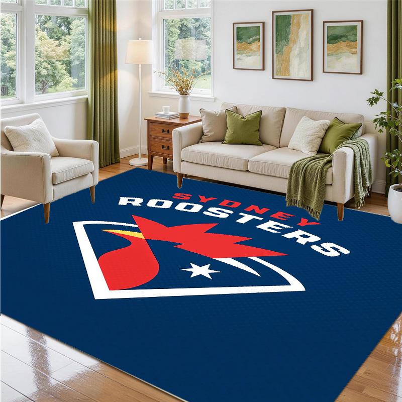Sydney Roosters Design Crystal Velvet Rug Soft Decorative Mat for Bedroom Entrance
