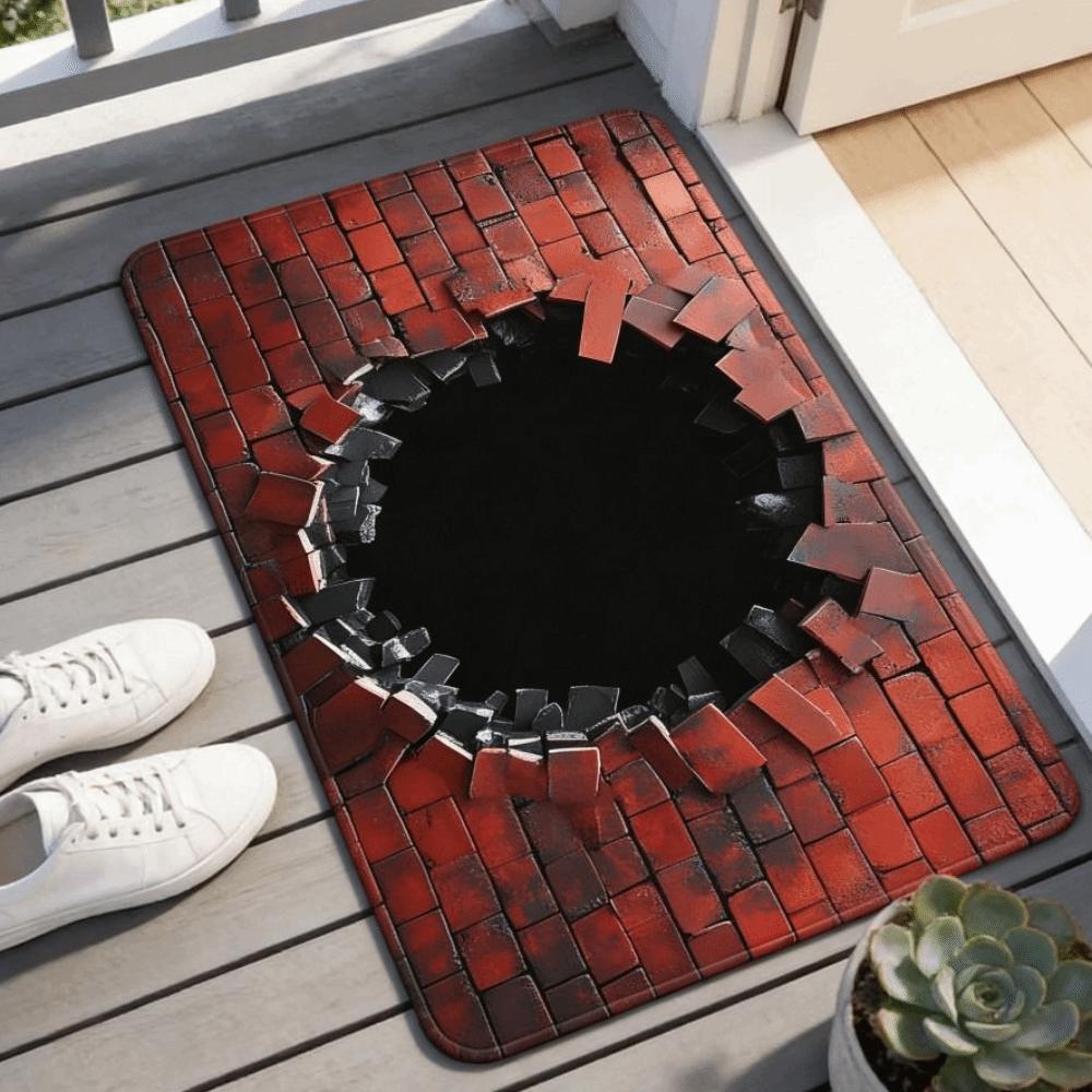 3D Flacher Badezimmerteppich Wasserabsorbierender Schlafzimmer-Türteppich Optische Illusion Fußmatte Heimdekoration