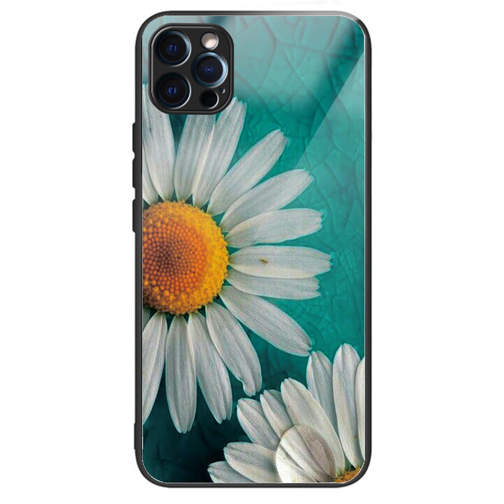 Für iPhone 15 Pro Musterdruck Handyhülle Gehärtetes Glas Rückseite+TPU Kante